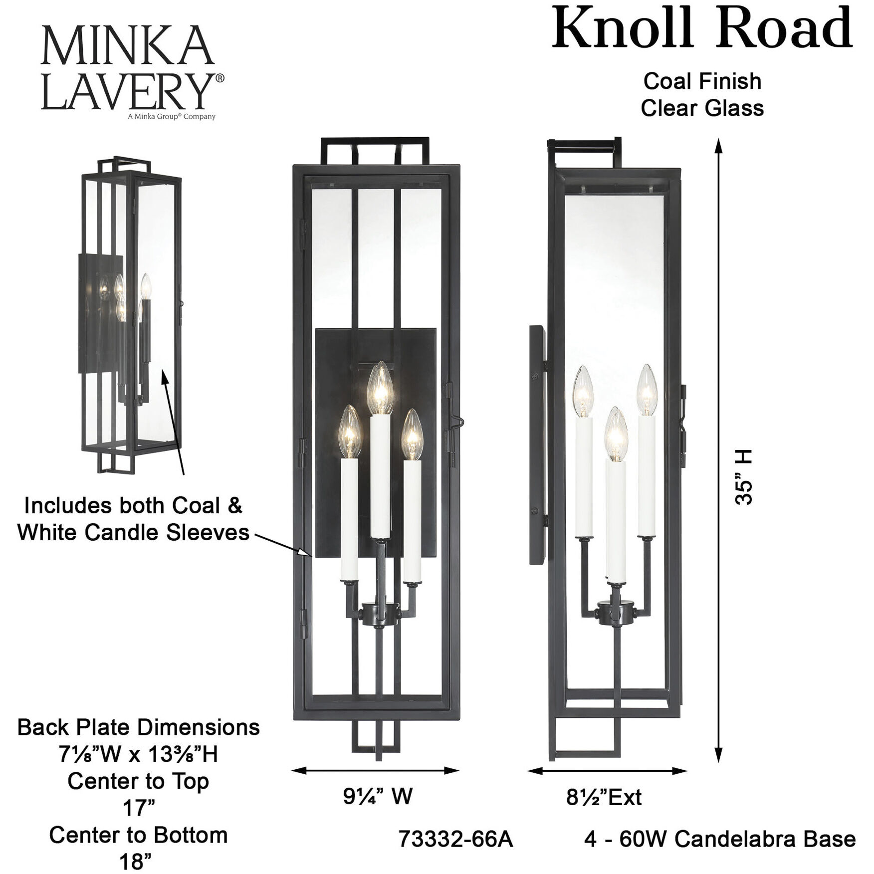 Knoll Road 4 Light 35 inch Coal Outdoor Wall Mount, Great Outdoors